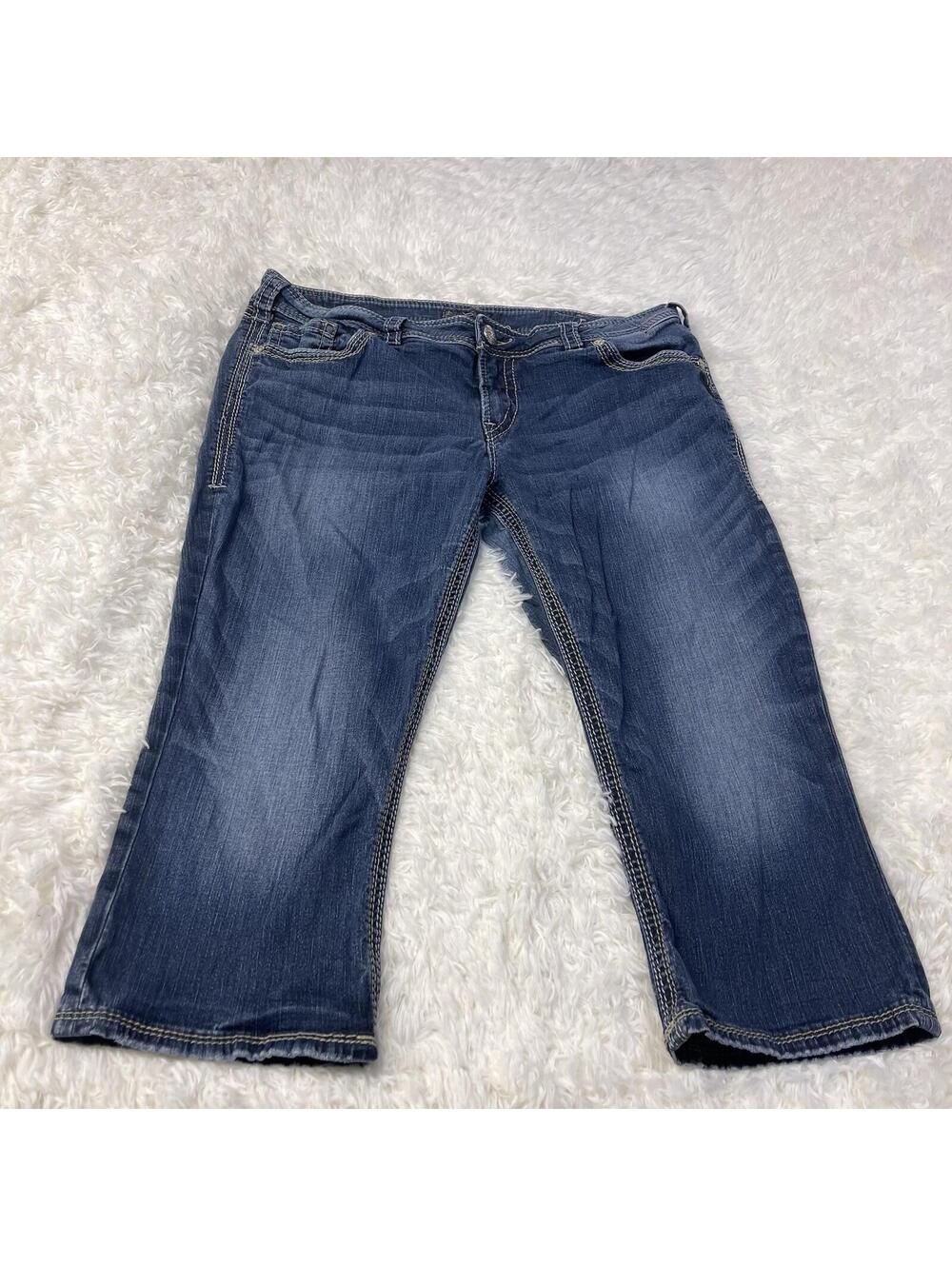 Silver Suki Surplus Capri Jeans Womens 36 Mid Rise Flap Pocket Cropped